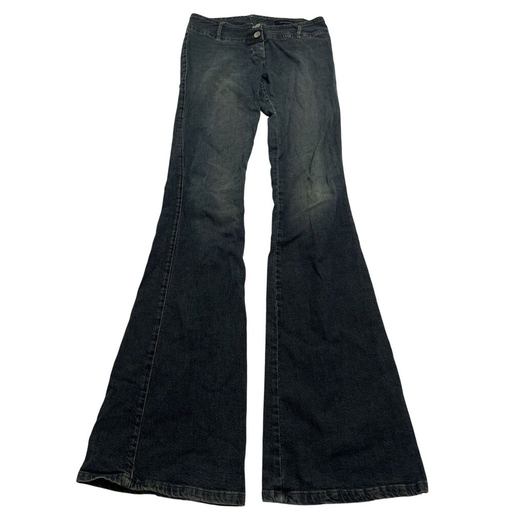 Rossodisera Vintage Y2K Flare Button Fly Jeans in Blue